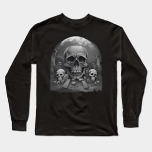 spooky skull tombstone Halloween Long Sleeve T-Shirt